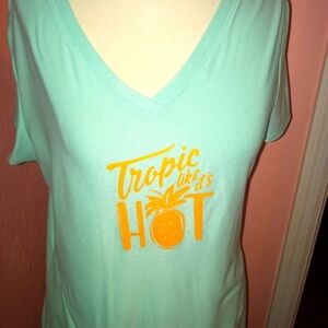 Handmade Tropic Like It's Hot Graphic Design T-shirt Size Large